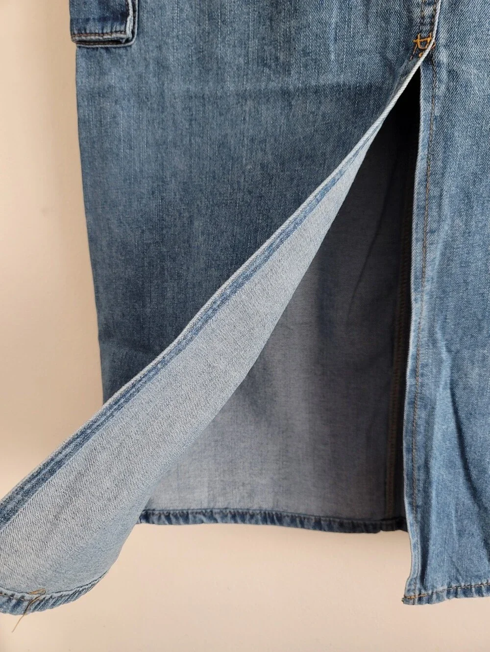 NEW Forever 21 Denim Cargo Maxi Skirt Large Medium Wash Y2K - Picture 6 of 8
